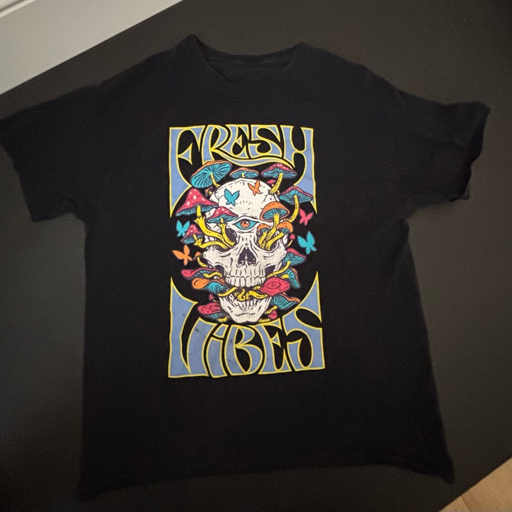 Black Graphic T-Shirt with Colorful Design